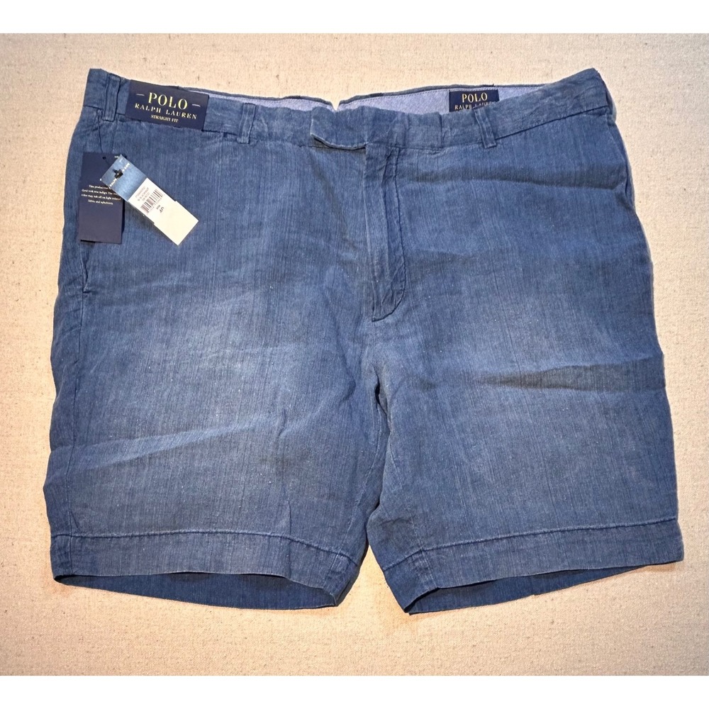 Polo Ralph‎ Lauren Mens 40 NWTs 100% Linen Shorts Straight Blue Indigo BLACKWAT
